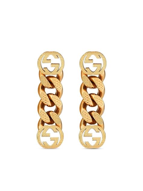 gucci logo drop earrings|gucci interlocking gg earrings.